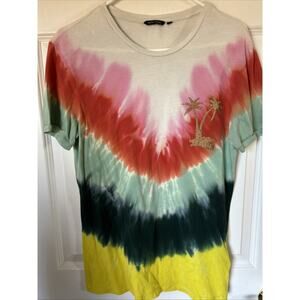Antony Morato T-shirt tie dye cork palm tree short sleeve sz M RARE